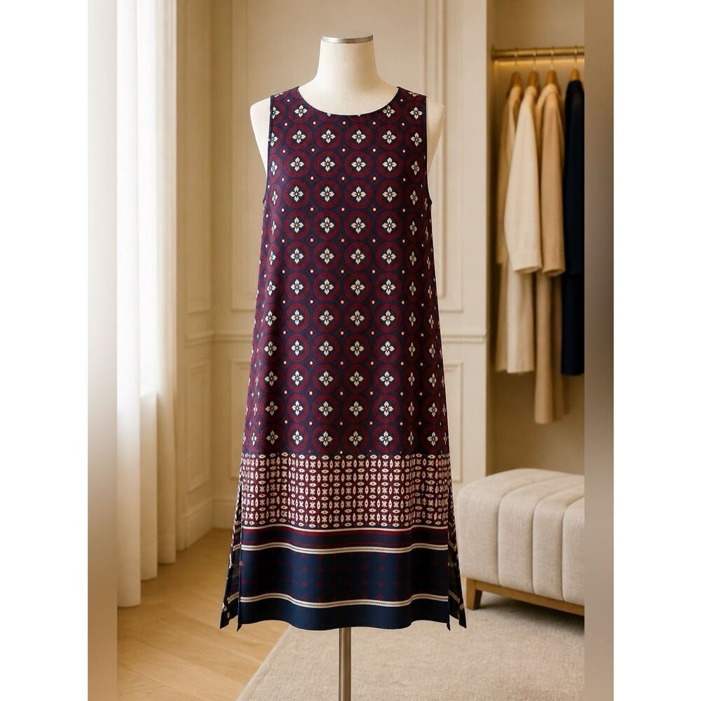 Banana Republic Floral Print Dress in Navy and Red S-Medium NEW